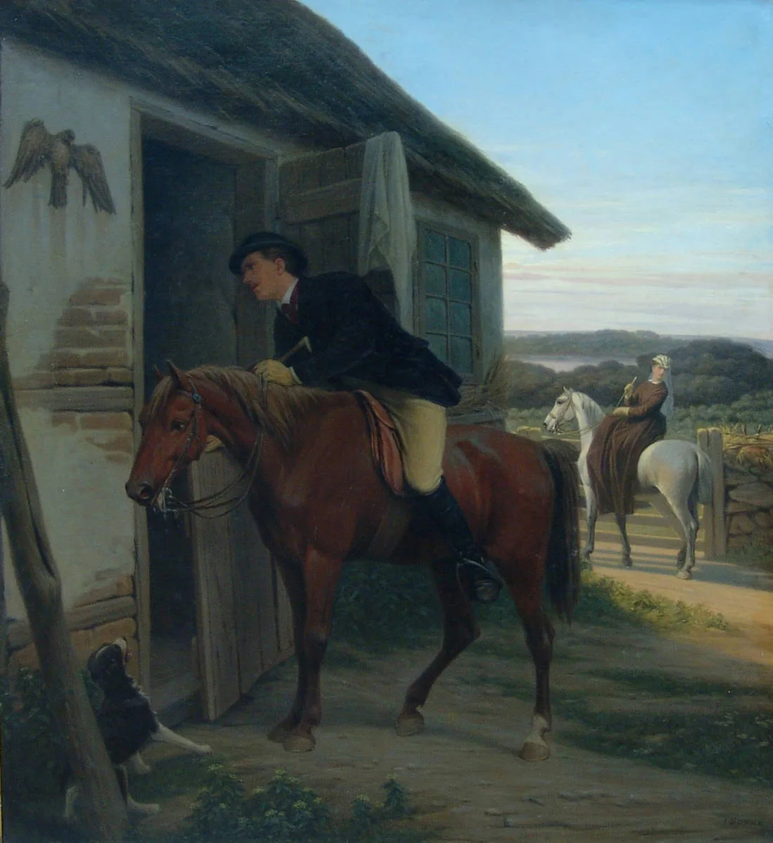 Зонне Ерген Валентин (1801-1890) — «Всадник у крестьянского дома» 1870г
