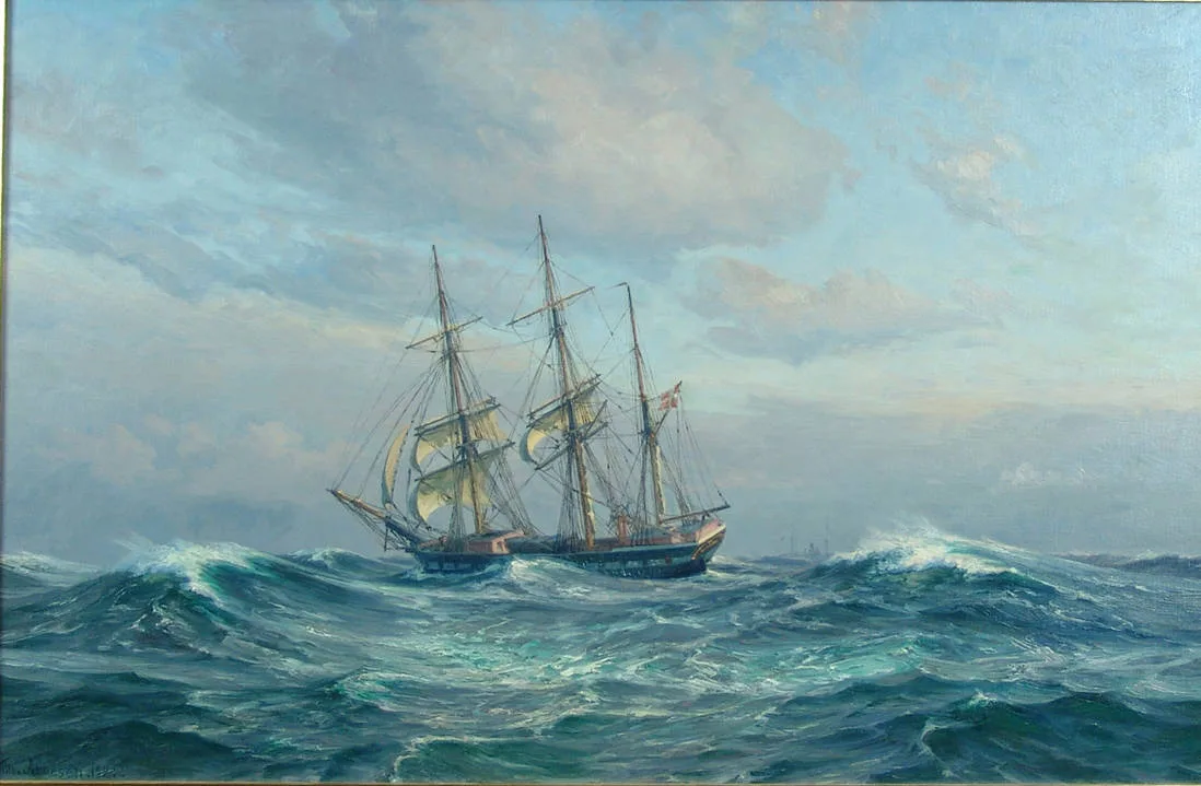 «Морской пейзаж с парусником» 1921 г.