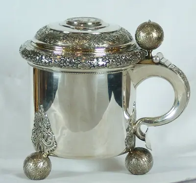 Большая серебряная пивная кружка. 1912г