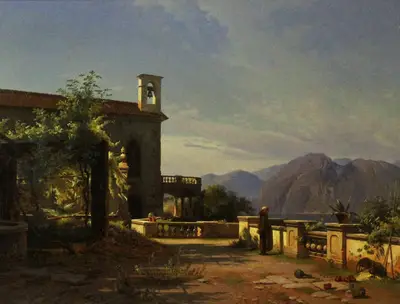 Академик живописи Роде Фредерик (1816-1886) — «Италия. На террасе монастыря»