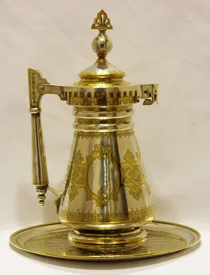 Серебряный кувшин с подносом в неорусском стиле.1874 г.