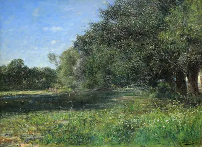 Шлихтинг-Карлсен Карл Петер Август (1852-1903) — «Пейзаж с озером» 1892г