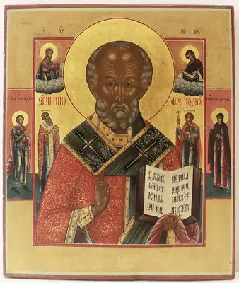 Старинная подписная икона «Святитель Николай Чудотворец»