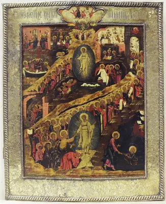 Старинная икона «Воскресение Христово» в окладе