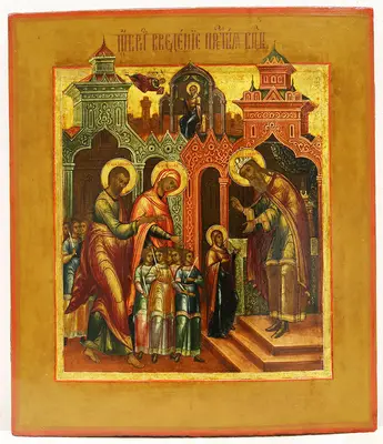 Старинная икона «Введение Богородицы во храм»