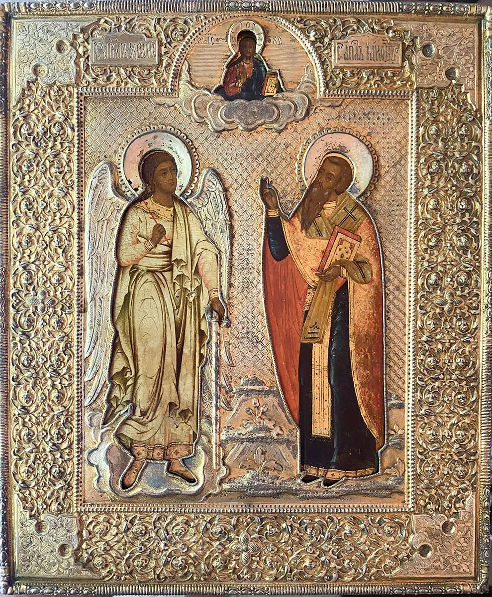 Старинная икона «Апостол Иаков и Ангел Хранитель»