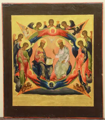 Старинная икона «Сопрестолие» («Троица Новозаветная»)